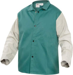 PRO-SAFE - Size 2XL Flame Resistant/Retardant Jacket - Green, Gray, Cotton, Snaps Closure, 50 to 52" Chest - Apex Tool & Supply