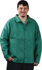 PRO-SAFE - Size M Flame Resistant/Retardant Jacket - Green, Cotton, Snaps Closure, 38 to 40" Chest - Apex Tool & Supply