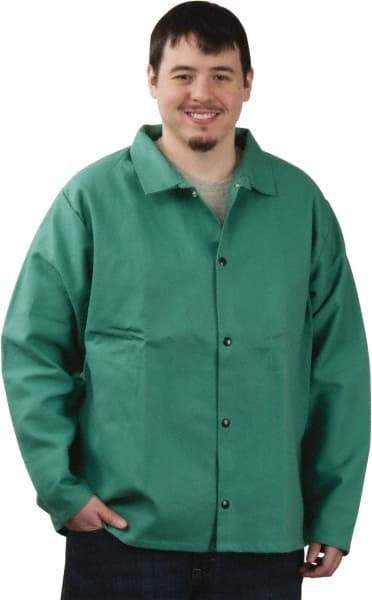 PRO-SAFE - Size L Flame Resistant/Retardant Jacket - Green, Cotton, Snaps Closure, 42 to 44" Chest - Apex Tool & Supply