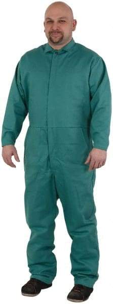 PRO-SAFE - Size 2XL, Green, Snap, Flame Resistant/Retardant Coverall - Cotton, 5 Pockets - Apex Tool & Supply