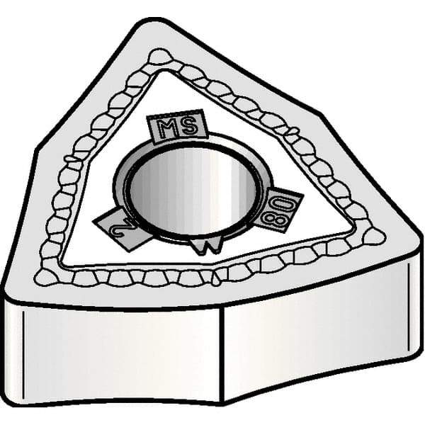 Kennametal - WNMG431 MS Grade KCU10 Carbide Turning Insert - TiAlN Finish, 80° Trigon, 1/2" Inscr Circle, 3/16" Thick, 1/64" Corner Radius - Apex Tool & Supply