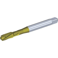Kennametal - 5/16-18 UNC 3 Flute 3BX Plug Spiral Flute Tap - Powdered Metal, TiCN/TiN Finish, 90mm OAL, Left Hand Flute, Right Hand Thread, Series T621 - Apex Tool & Supply