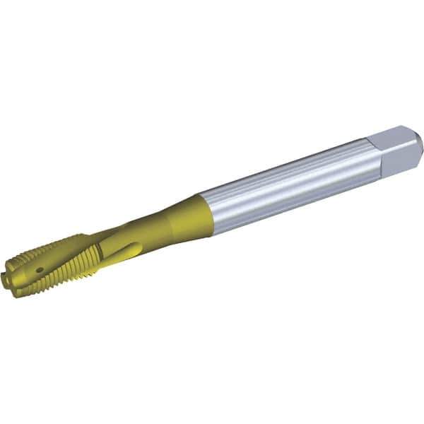 Kennametal - 1/2-13 UNC 3 Flute 3BX Plug Spiral Flute Tap - Powdered Metal, TiCN/TiN Finish, 110mm OAL, Left Hand Flute, Right Hand Thread, Series T621 - Apex Tool & Supply