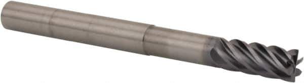 Kennametal - 3/8", 6 Flute, Single End, Solid Carbide, 0.015" Corner Radius End Mill - 4" OAL, 38° Helix, Right Hand Flute, 7/8" LOC, Right Hand Cut, 1-7/8" Extended Reach - Apex Tool & Supply