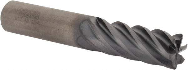 Kennametal - 1/2", 6 Flute, Single End, Solid Carbide, 0.06" Corner Radius End Mill - 3" OAL, 38° Helix, Right Hand Flute, 1-1/4" LOC, Right Hand Cut - Apex Tool & Supply