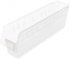 Akro-Mils - 17-7/8" Deep, Clear Polymer Hopper Shelf Bin - 6" High x 4-1/8" Wide x 17-7/8" Long - Apex Tool & Supply