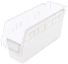 Akro-Mils - 11-5/8" Deep, Clear Polymer Hopper Shelf Bin - 6" High x 4-1/8" Wide x 11-5/8" Long - Apex Tool & Supply