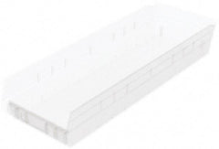 Akro-Mils - 346 Lb. Load Capacity, 23-5/8" Deep, Clear Hopper Shelf Bin - 4" High x 8-3/8" Wide x 23-5/8" Long - Apex Tool & Supply