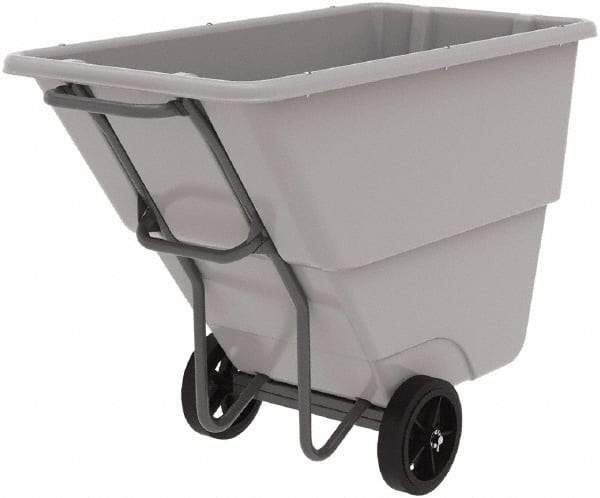 Akro-Mils - 1,000 Lb Load Capacity, 1/2 Cu Yd, Plastic Tilt Truck - 27" Wide x 54" Long x 36" High, Gray - Apex Tool & Supply