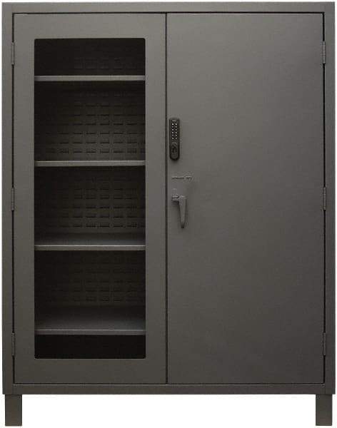 Durham - 4 Shelf Locking Storage Cabinet - Steel, 60" Wide x 24" Deep x 78" High, Gray - Apex Tool & Supply