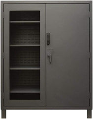 Durham - 4 Shelf Locking Storage Cabinet - Steel, 60" Wide x 24" Deep x 78" High, Gray - Apex Tool & Supply