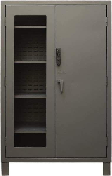 Durham - 4 Shelf Locking Storage Cabinet - Steel, 48" Wide x 24" Deep x 78" High, Gray - Apex Tool & Supply