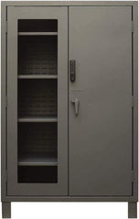 Durham - 4 Shelf Locking Storage Cabinet - Steel, 48" Wide x 24" Deep x 78" High, Gray - Apex Tool & Supply