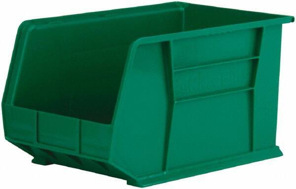Akro-Mils - 60 Lb. Load Capacity, 18" Deep, Green Polymer Hopper Stacking Bin - 10" High x 11" Wide x 18" Long - Apex Tool & Supply