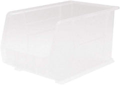 Akro-Mils - 60 Lb. Load Capacity, 18" Deep, Clear Polymer Hopper Stacking Bin - 10" High x 11" Wide x 18" Long - Apex Tool & Supply