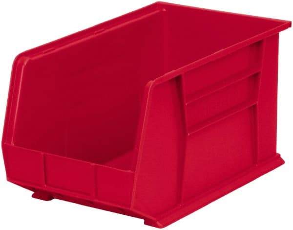 Akro-Mils - 60 Lb. Load Capacity, 18" Deep, Red Polymer Hopper Stacking Bin - 10" High x 11" Wide x 18" Long - Apex Tool & Supply