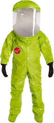Dupont - Size 2XL, High Visibility Lime, Chemical, Disposable Encapsulated Suit - Attached Hood, Elastic Ankle, Elastic Wrist - Apex Tool & Supply