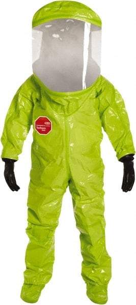 Dupont - Size L, High Visibility Lime, Chemical, Disposable Encapsulated Suit - Attached Hood, Elastic Ankle, Elastic Wrist - Apex Tool & Supply