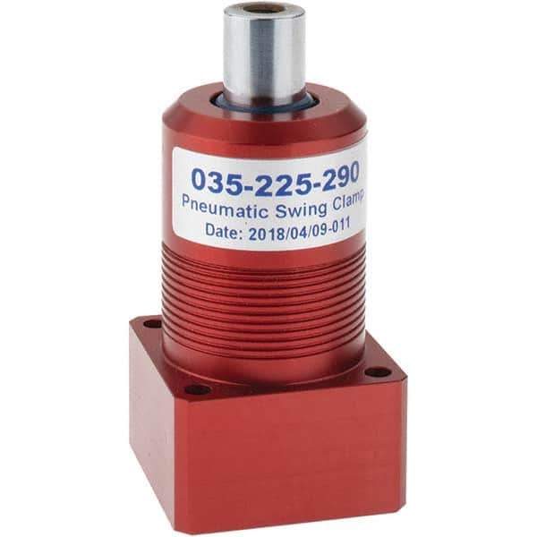 De-Sta-Co - 27 Lb Clamping Force, Left Hand Swing, 26.67mm Total Stroke, Double-Acting Pneumatic Swing Clamp - 10-32 Port, 66.55mm Body Length x 24.89mm Body Width, 0.55 Cu In, 100 Max psi - Apex Tool & Supply