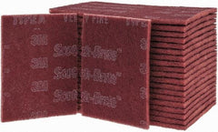 3M - Very Fine Grade, Aluminum Oxide Hand Pad - Maroon, 6" Wide x 9" Long, Nonwoven - Apex Tool & Supply
