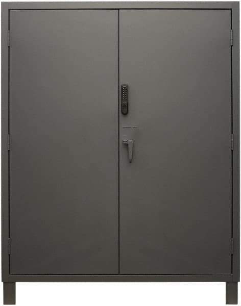 Durham - 4 Shelf Locking Storage Cabinet - Steel, 60" Wide x 24" Deep x 78" High, Gray - Apex Tool & Supply