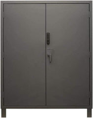 Durham - 4 Shelf Locking Storage Cabinet - Steel, 60" Wide x 24" Deep x 78" High, Gray - Apex Tool & Supply