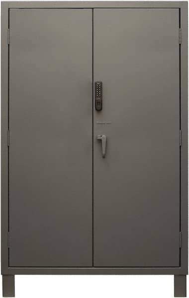 Durham - 4 Shelf Locking Storage Cabinet - Steel, 48" Wide x 24" Deep x 78" High, Gray - Apex Tool & Supply