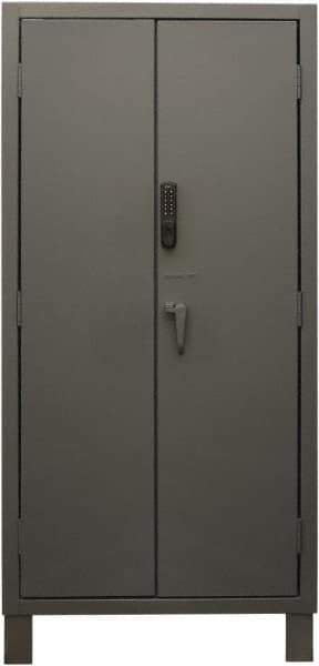 Durham - 4 Shelf Locking Storage Cabinet - Steel, 36" Wide x 24" Deep x 78" High, Gray - Apex Tool & Supply
