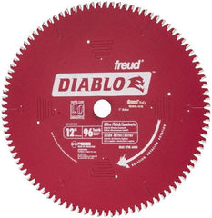 Freud - 12" Diam, 1" Arbor Hole Diam, 96 Tooth Wet & Dry Cut Saw Blade - Carbide-Tipped, Standard Round Arbor - Apex Tool & Supply