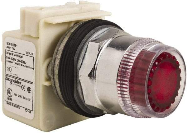 Schneider Electric - 30mm Mount Hole, Extended Straight, Pushbutton Switch Only - Round, Red Pushbutton, Momentary (MO), Weatherproof, Dust and Oil Resistant - Apex Tool & Supply