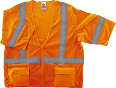 Ergodyne - Size 4X/5XL High Visibility Orange Mesh General Purpose Vest - 58 to 64" Chest, ANSI/ISEA 107, Zipper Closure, 3 Pockets, Polyester - Apex Tool & Supply