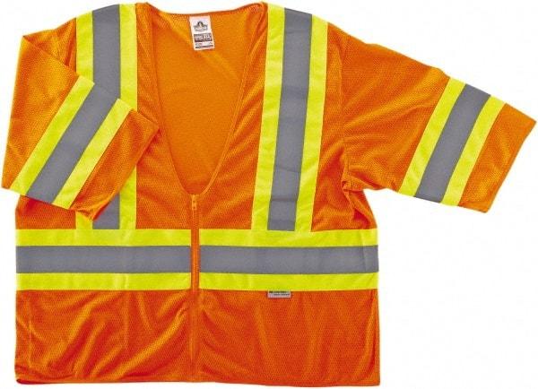 Ergodyne - Size 4X/5XL High Visibility Orange Mesh General Purpose Vest - 58 to 64" Chest, ANSI/ISEA 107, Zipper Closure, 1 Pocket, Polyester - Apex Tool & Supply