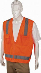 Ergodyne - Size L/XL High Visibility Orange Mesh/Solid Surveyor's Vest - 44 to 52" Chest, ANSI/ISEA 107, Zipper Closure, 4 Pockets, Polyester - Apex Tool & Supply