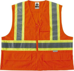 Ergodyne - Size L/XL High Visibility Orange Mesh General Purpose Vest - 44 to 52" Chest, Zipper Closure, Polyester - Apex Tool & Supply
