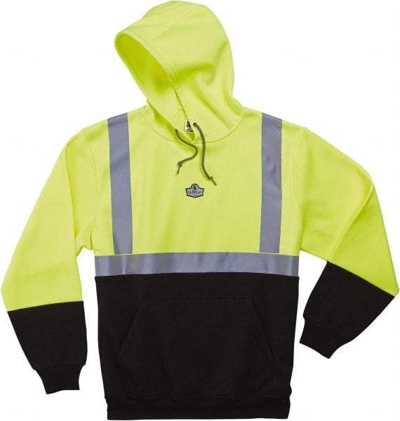 Ergodyne - Size 5XL Cold Weather & High Visibility Sweatshirt - Lime, Polyester, Pullover Closure - Apex Tool & Supply