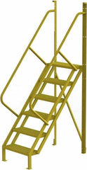 TRI-ARC - 102" 6 Step Configurable Crossover Ladder - 50° Incline, 1,000 Lb Capacity, 60" Platform Height, 30" Base Width x 52-1/2" Base Depth, Perforated Tread - Apex Tool & Supply