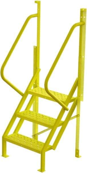 TRI-ARC - 72" 3 Step Configurable Crossover Ladder - 50° Incline, 1,000 Lb Capacity, 30" Platform Height, 30" Base Width x 27" Base Depth, Perforated Tread - Apex Tool & Supply