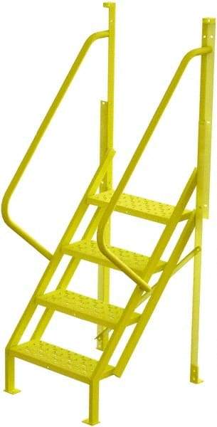 TRI-ARC - 82" 4 Step Configurable Crossover Ladder - 50° Incline, 1,000 Lb Capacity, 40" Platform Height, 30" Base Width x 35-1/2" Base Depth, Perforated Tread - Apex Tool & Supply