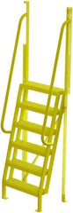 TRI-ARC - 102" 6 Step Configurable Crossover Ladder - 75° Incline, 1,000 Lb Capacity, 60" Platform Height, 30" Base Width x 25-1/2" Base Depth, Serrated - Apex Tool & Supply