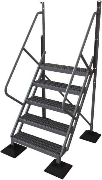 TRI-ARC - 92" 5 Step Configurable Rooftop Ladder - 50° Incline, 500 Lb Capacity, 50" Platform Height, 52-3/4" Base Width x 50" Base Depth, Serrated - Apex Tool & Supply