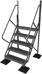 TRI-ARC - 92" 5 Step Configurable Rooftop Ladder - 50° Incline, 500 Lb Capacity, 50" Platform Height, 52-3/4" Base Width x 50" Base Depth, Serrated - Apex Tool & Supply