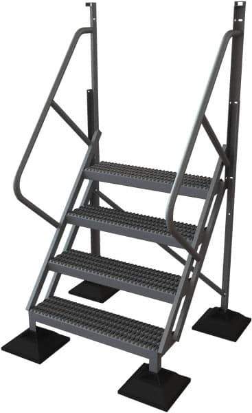 TRI-ARC - 82" 4 Step Configurable Rooftop Ladder - 50° Incline, 500 Lb Capacity, 40" Platform Height, 52-3/4" Base Width x 40" Base Depth, Serrated - Apex Tool & Supply
