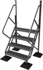 TRI-ARC - 82" 4 Step Configurable Rooftop Ladder - 50° Incline, 500 Lb Capacity, 40" Platform Height, 52-3/4" Base Width x 40" Base Depth, Serrated - Apex Tool & Supply