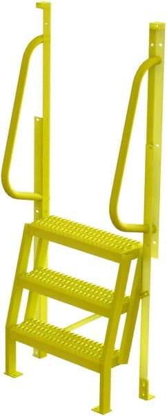 TRI-ARC - 72" 3 Step Configurable Crossover Ladder - 75° Incline, 1,000 Lb Capacity, 30" Platform Height, 30" Base Width x 18" Base Depth, Serrated - Apex Tool & Supply