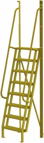 TRI-ARC - 122" 8 Step Configurable Crossover Ladder - 75° Incline, 1,000 Lb Capacity, 80" Platform Height, 30" Base Width x 30-1/2" Base Depth, Serrated - Apex Tool & Supply
