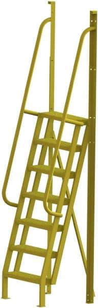TRI-ARC - 112" 7 Step Configurable Crossover Ladder - 75° Incline, 1,000 Lb Capacity, 70" Platform Height, 30" Base Width x 28" Base Depth, Serrated - Apex Tool & Supply