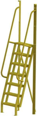 TRI-ARC - 112" 7 Step Configurable Crossover Ladder - 75° Incline, 1,000 Lb Capacity, 70" Platform Height, 30" Base Width x 28" Base Depth, Serrated - Apex Tool & Supply