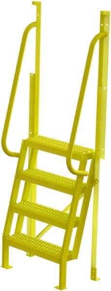 TRI-ARC - 82" 4 Step Configurable Crossover Ladder - 75° Incline, 1,000 Lb Capacity, 40" Platform Height, 30" Base Width x 20-1/2" Base Depth, Serrated - Apex Tool & Supply