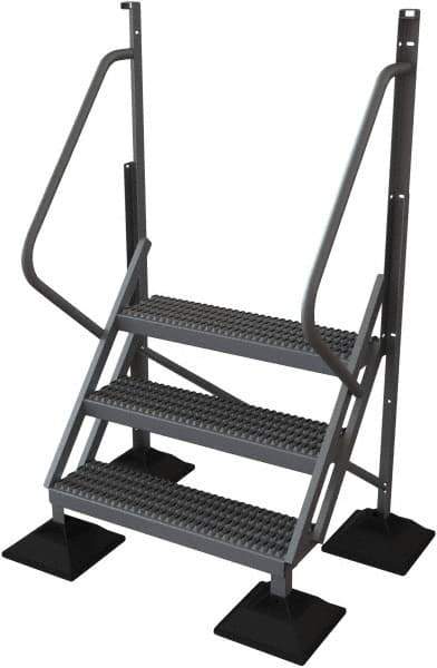 TRI-ARC - 72" 3 Step Configurable Rooftop Ladder - 50° Incline, 500 Lb Capacity, 30" Platform Height, 52-3/4" Base Width x 30" Base Depth, Serrated - Apex Tool & Supply