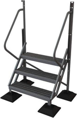 TRI-ARC - 72" 3 Step Configurable Rooftop Ladder - 50° Incline, 500 Lb Capacity, 30" Platform Height, 52-3/4" Base Width x 30" Base Depth, Serrated - Apex Tool & Supply